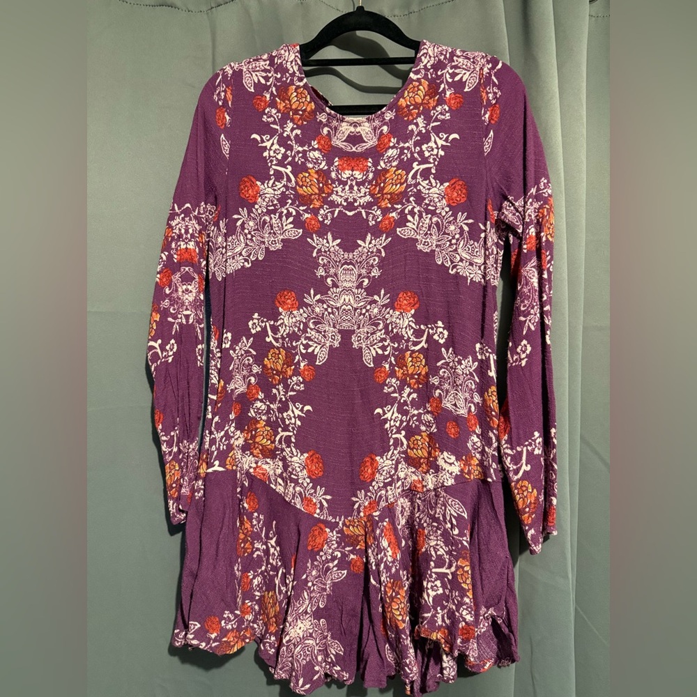 Free People Purple and Orange Floral Dress